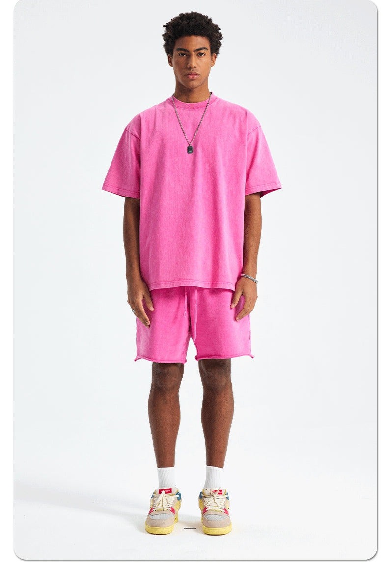 Mens Washed Oversized 100%Cotton T-shirt D-8808