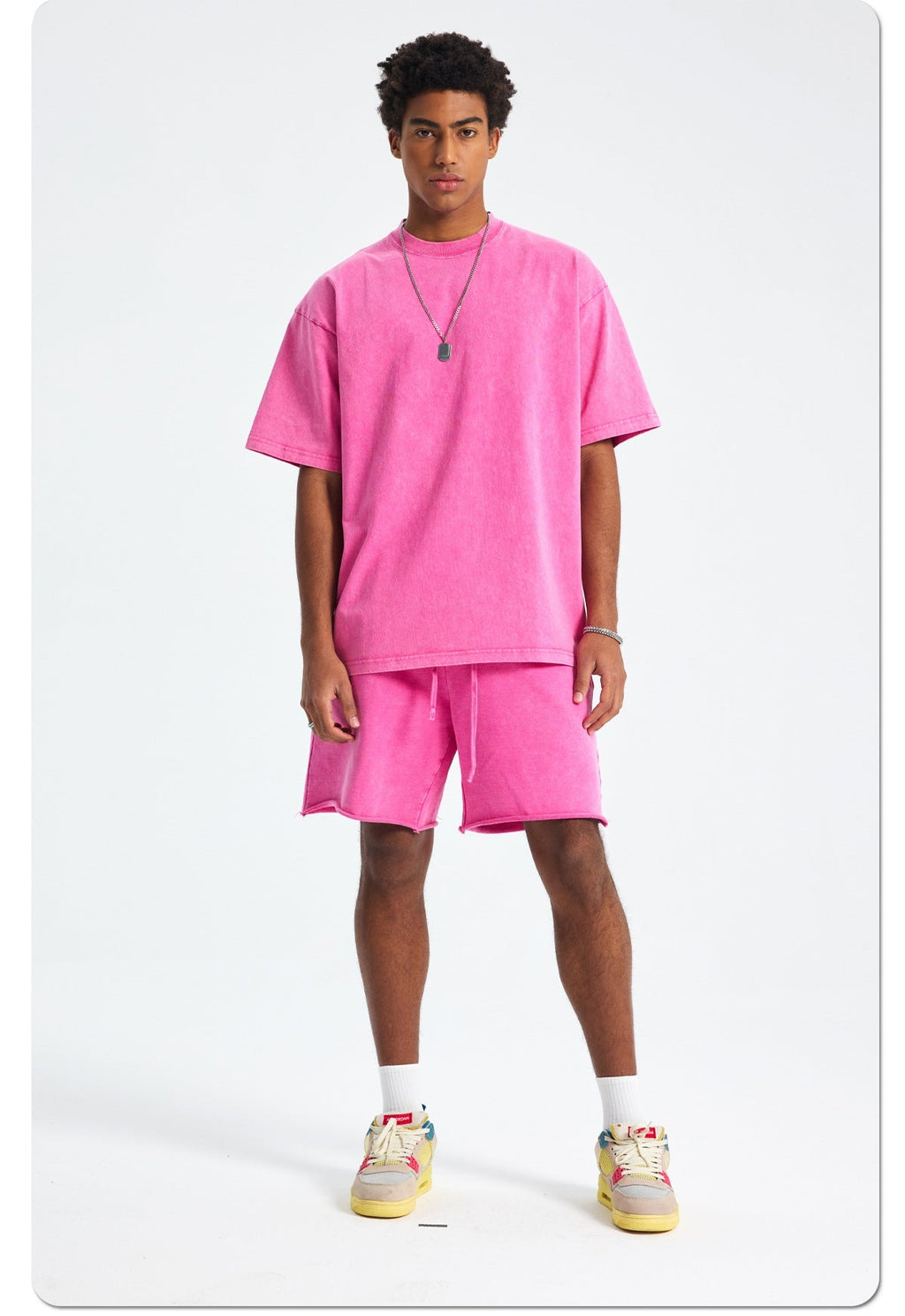 Mens Washed Oversized 100%Cotton T-shirt D-8808