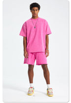 Mens Washed Oversized 100%Cotton T-shirt D-8808