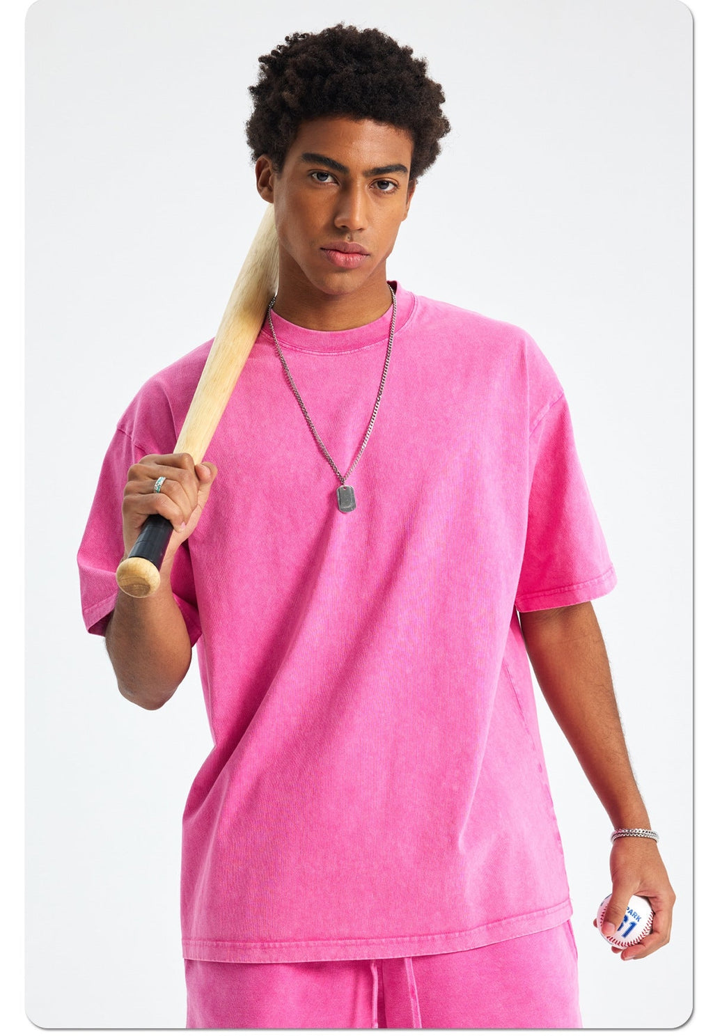 Mens Washed Oversized 100%Cotton T-shirt D-8808