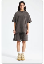 Mens Washed Oversized 100%Cotton T-shirt D-8808