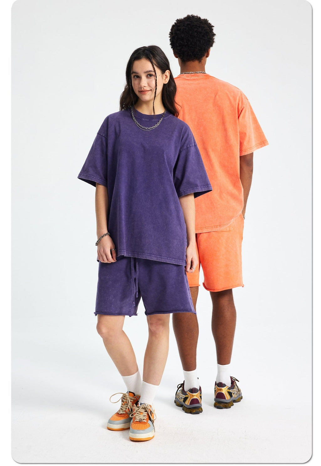 Mens Washed Oversized 100%Cotton T-shirt D-8808