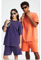 Mens Washed Oversized 100%Cotton T-shirt D-8808