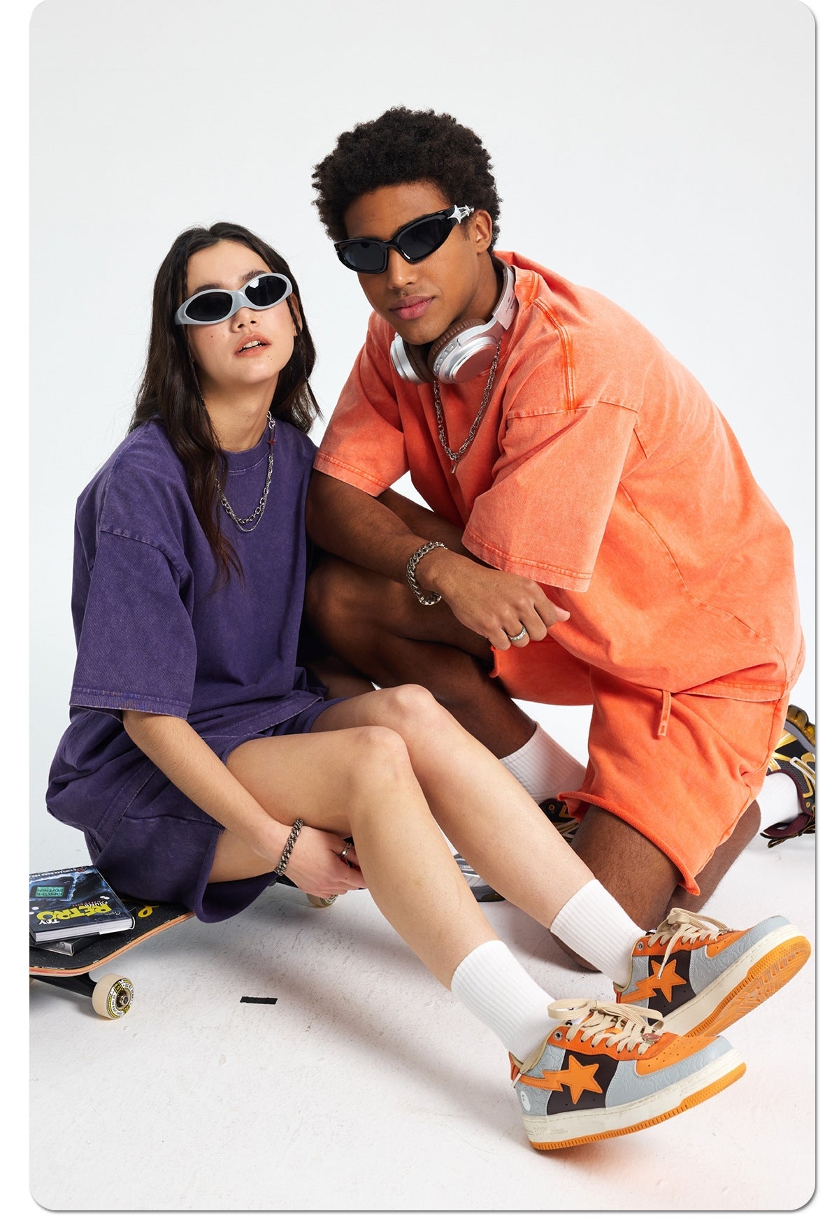 Mens Washed Oversized 100%Cotton T-shirt D-8808