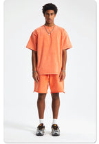Mens Washed Oversized 100%Cotton T-shirt D-8808