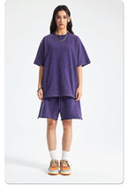 Mens Washed Oversized 100%Cotton T-shirt D-8808
