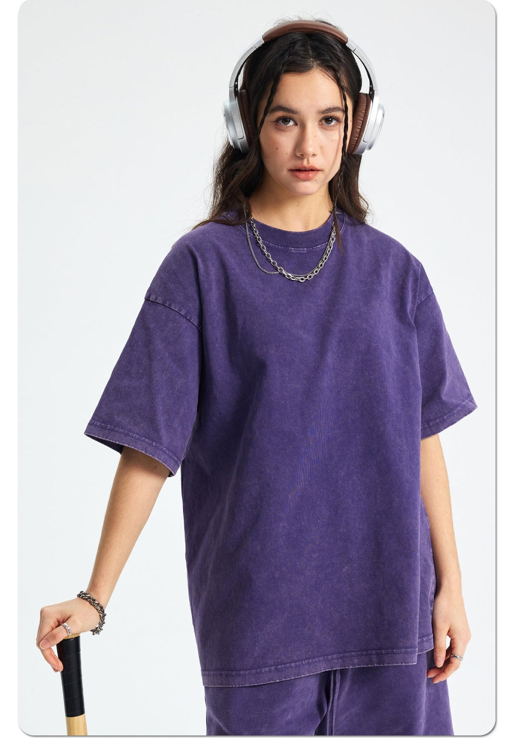 Mens Washed Oversized 100%Cotton T-shirt D-8808
