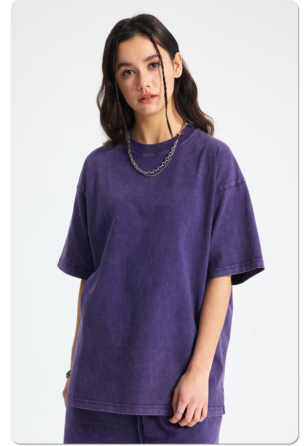 Mens Washed Oversized 100%Cotton T-shirt D-8808