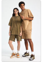 Mens Washed Oversized 100%Cotton T-shirt D-8808