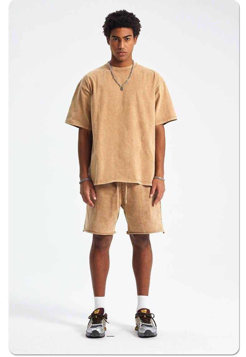Mens Washed Oversized 100%Cotton T-shirt D-8808
