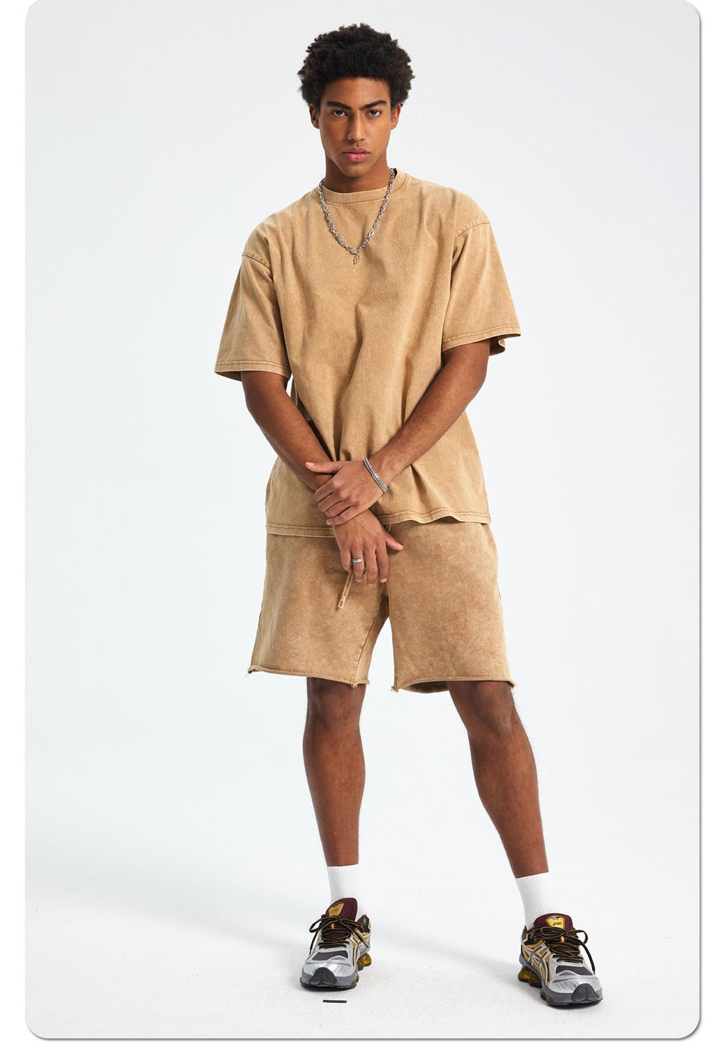 Mens Washed Oversized 100%Cotton T-shirt D-8808