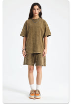 Mens Washed Oversized 100%Cotton T-shirt D-8808