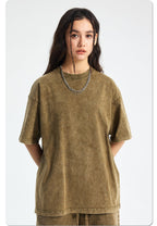 Mens Washed Oversized 100%Cotton T-shirt D-8808