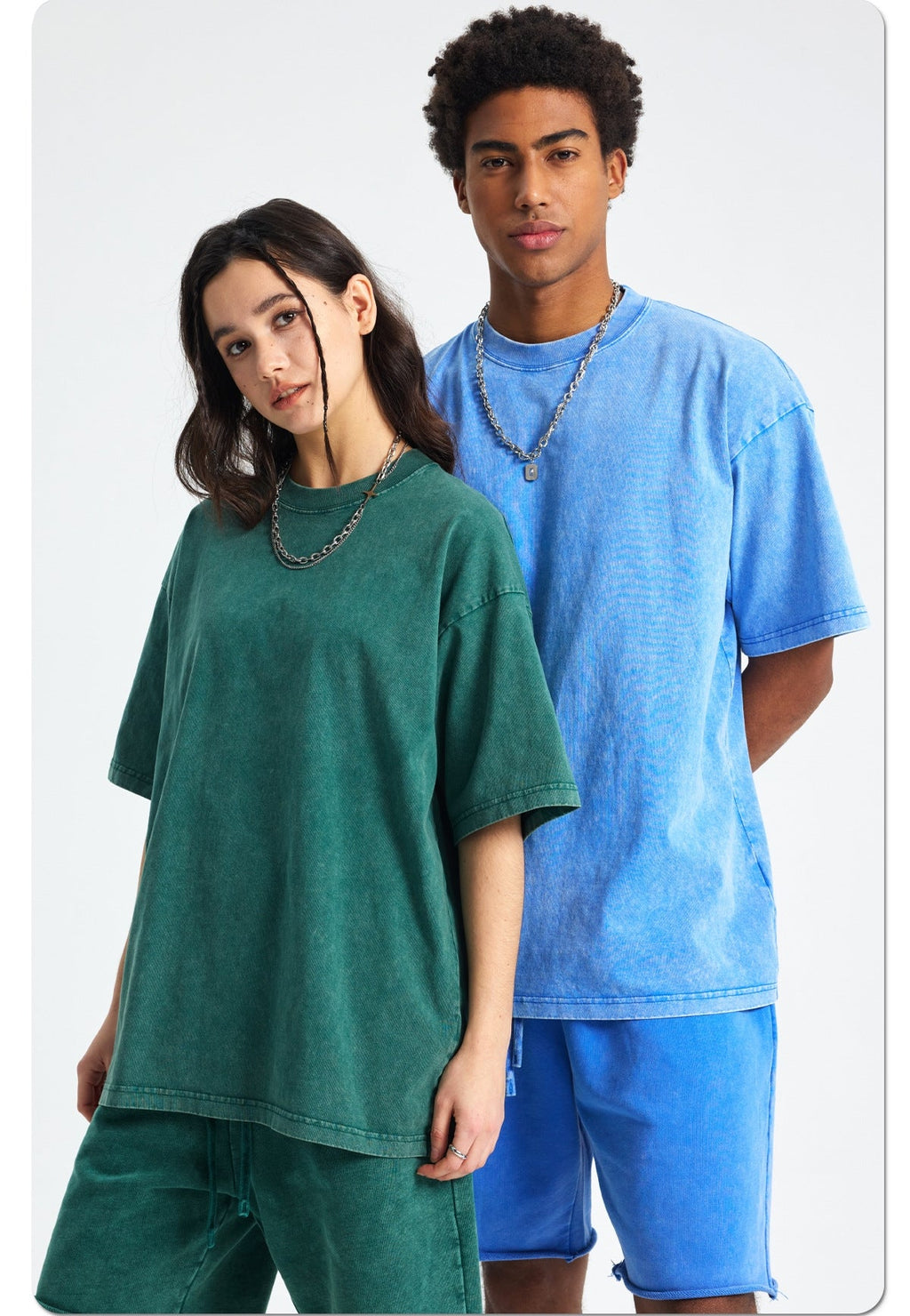 Mens Washed Oversized 100%Cotton T-shirt D-8808
