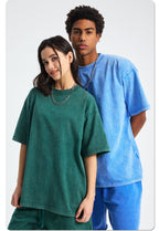 Mens Washed Oversized 100%Cotton T-shirt D-8808