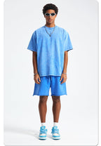 Mens Washed Oversized 100%Cotton T-shirt D-8808