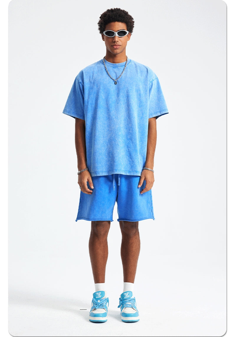 Mens Washed Oversized 100%Cotton T-shirt D-8808