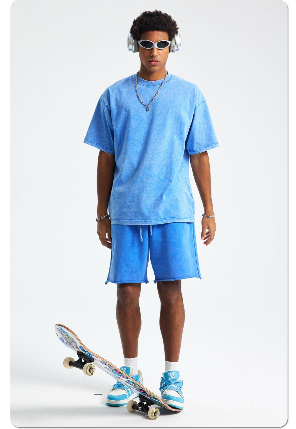 Mens Washed Oversized 100%Cotton T-shirt D-8808