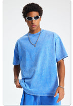 Mens Washed Oversized 100%Cotton T-shirt D-8808