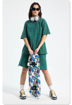 Mens Washed Oversized 100%Cotton T-shirt D-8808