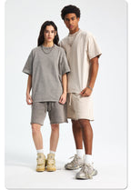Mens Washed Oversized 100%Cotton T-shirt D-8808
