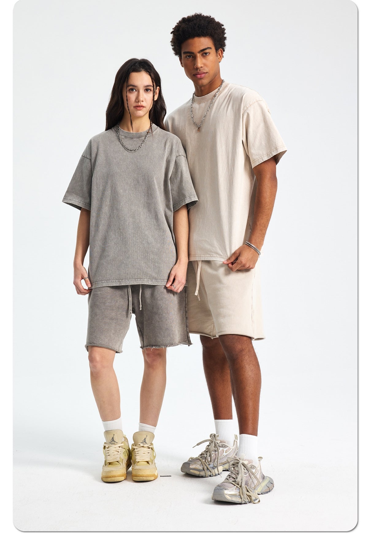 Mens Washed Oversized 100%Cotton T-shirt D-8808