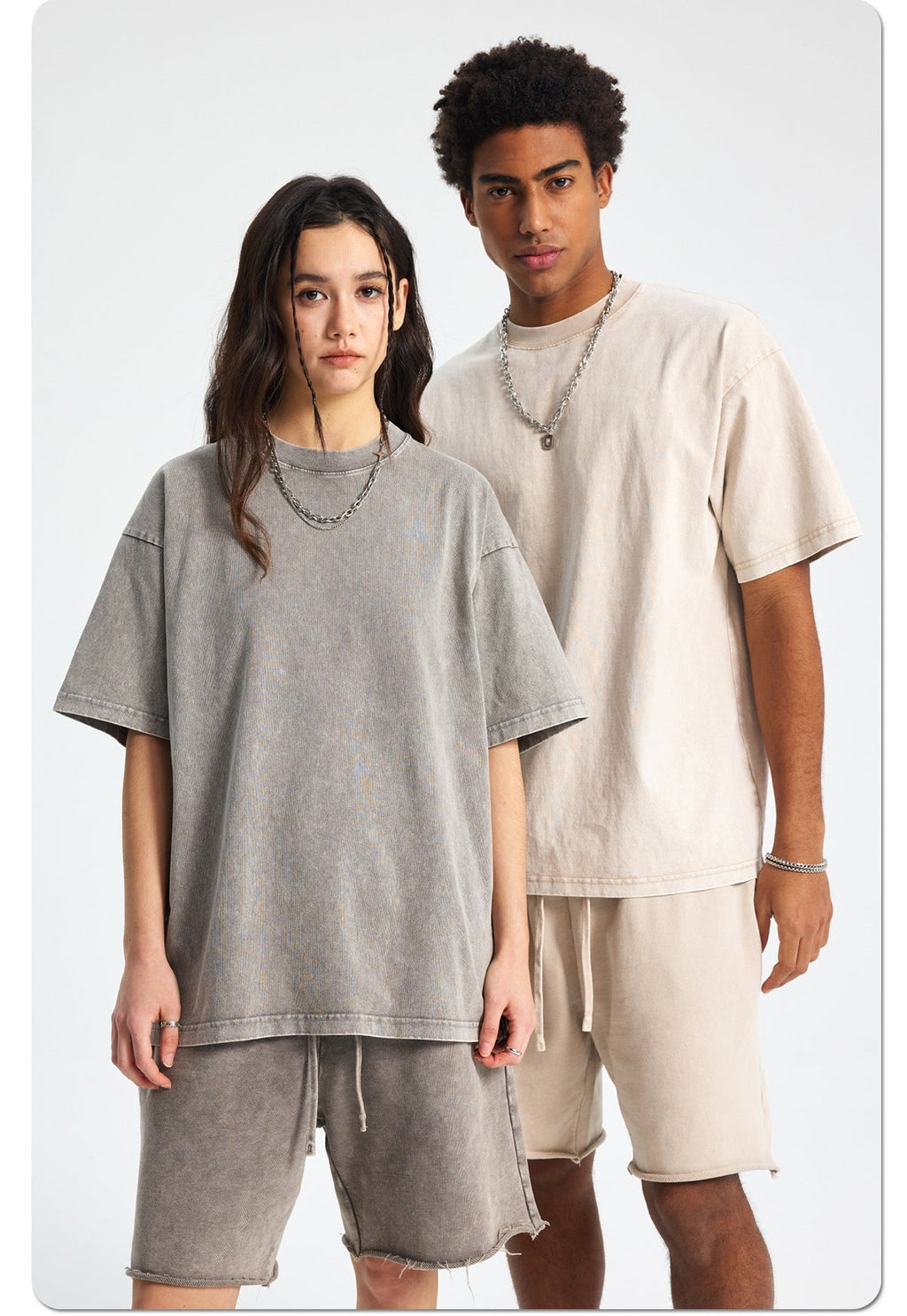Mens Washed Oversized 100%Cotton T-shirt D-8808