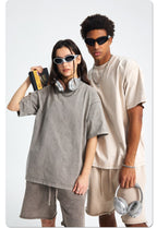 Mens Washed Oversized 100%Cotton T-shirt D-8808