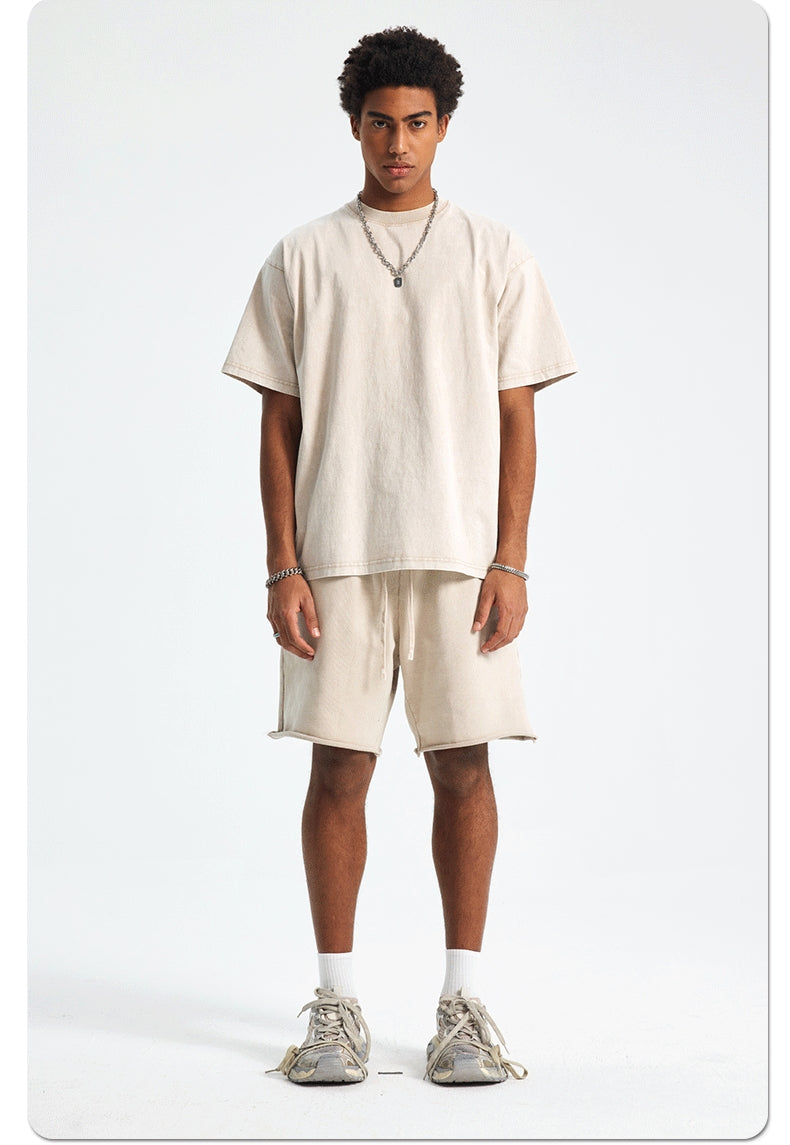 Mens Washed Oversized 100%Cotton T-shirt D-8808