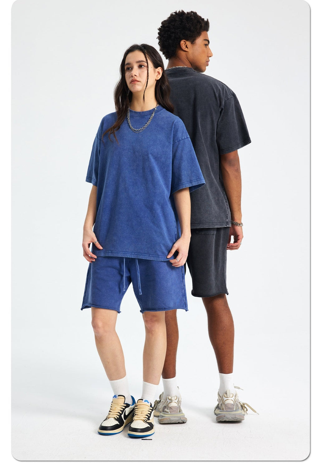 Mens Washed Oversized 100%Cotton T-shirt D-8808