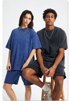 Mens Washed Oversized 100%Cotton T-shirt D-8808