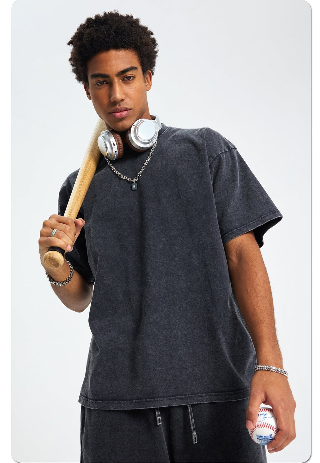 Mens Washed Oversized 100%Cotton T-shirt D-8808