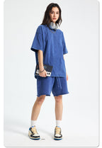 Mens Washed Oversized 100%Cotton T-shirt D-8808
