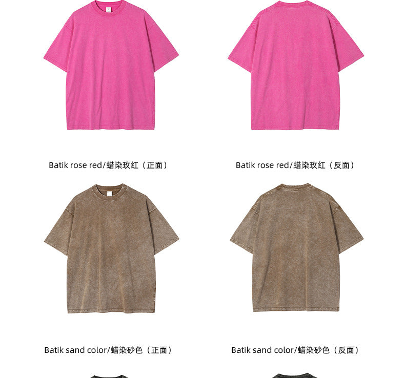 Mens Washed Oversized 100%Cotton T-shirt D-8808