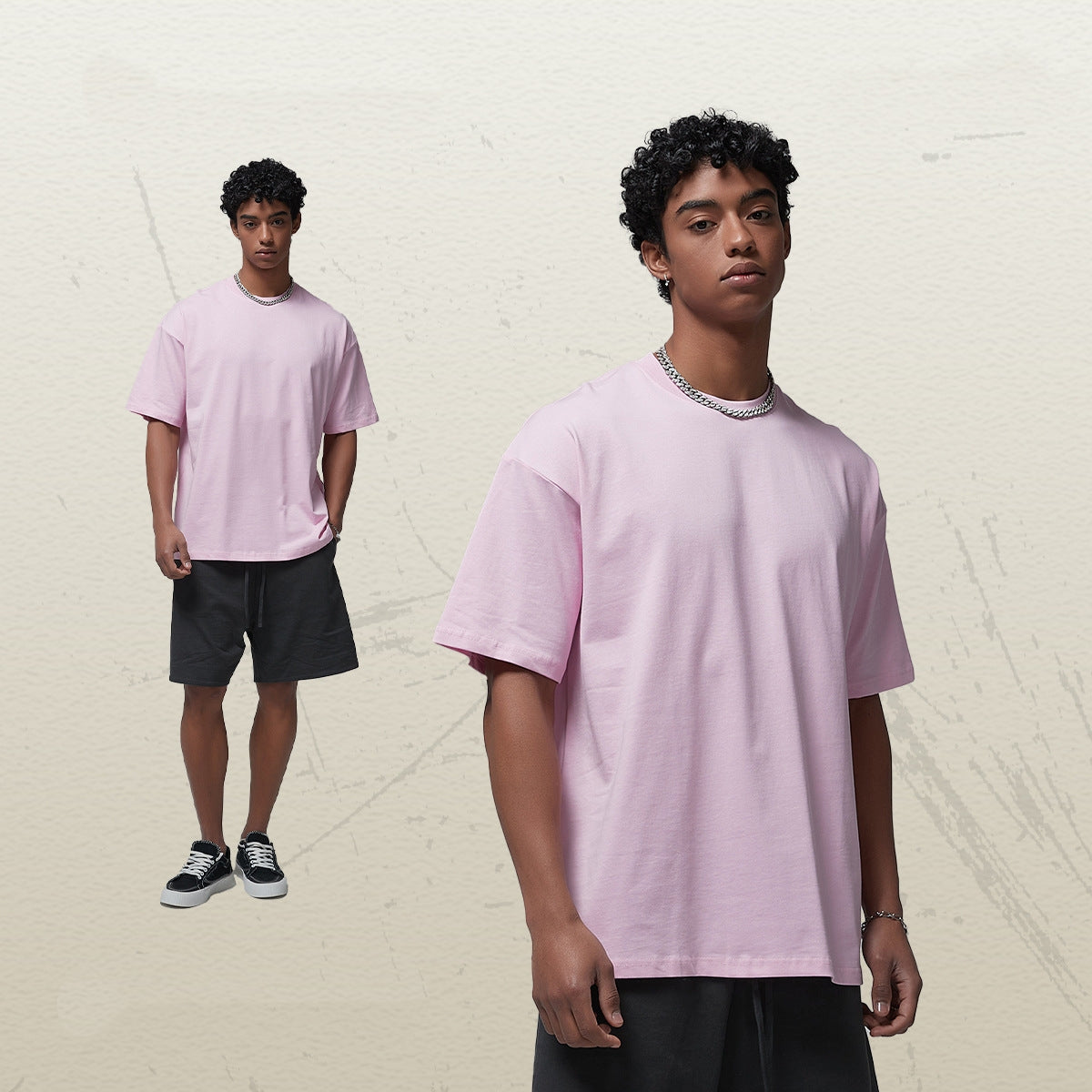 Mens Casual Vintage 100%Cotton Oversized T-shirt D-AR002