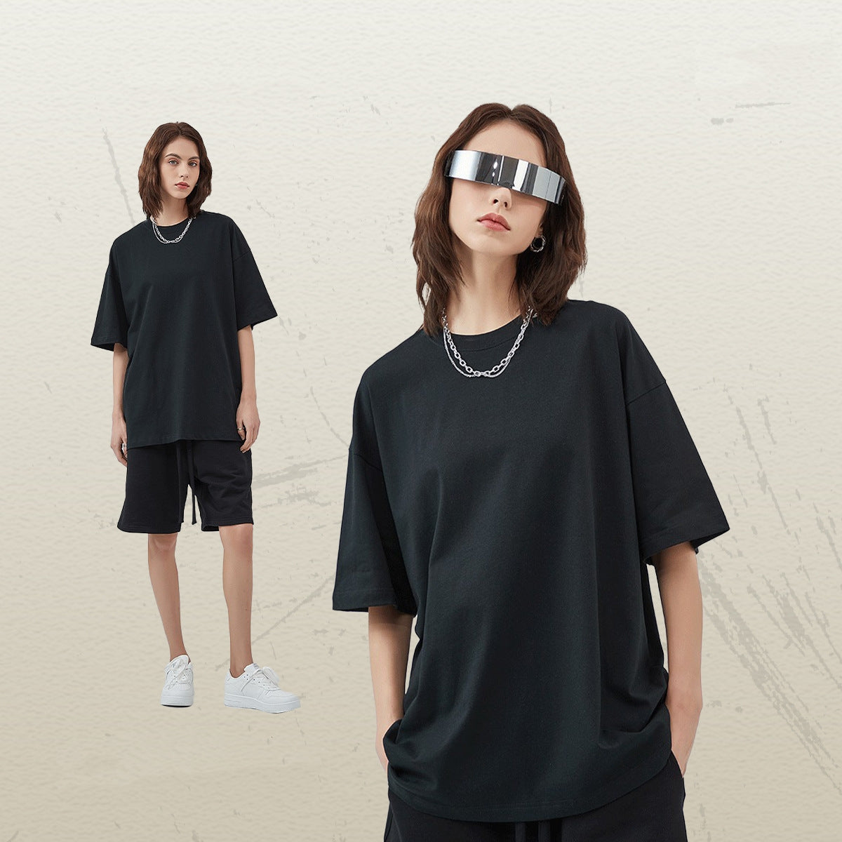 Mens Casual Vintage 100%Cotton Oversized T-shirt D-AR002
