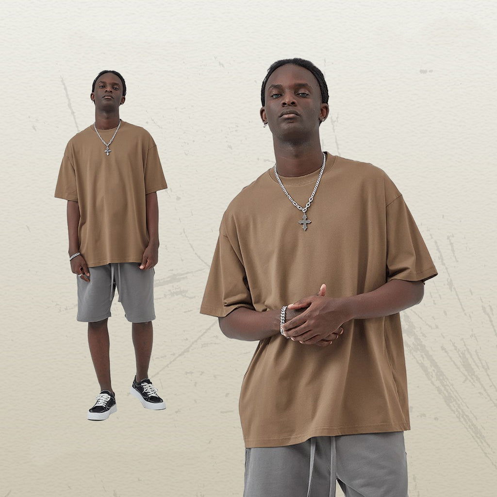 Mens Casual Vintage 100%Cotton Oversized T-shirt D-AR002