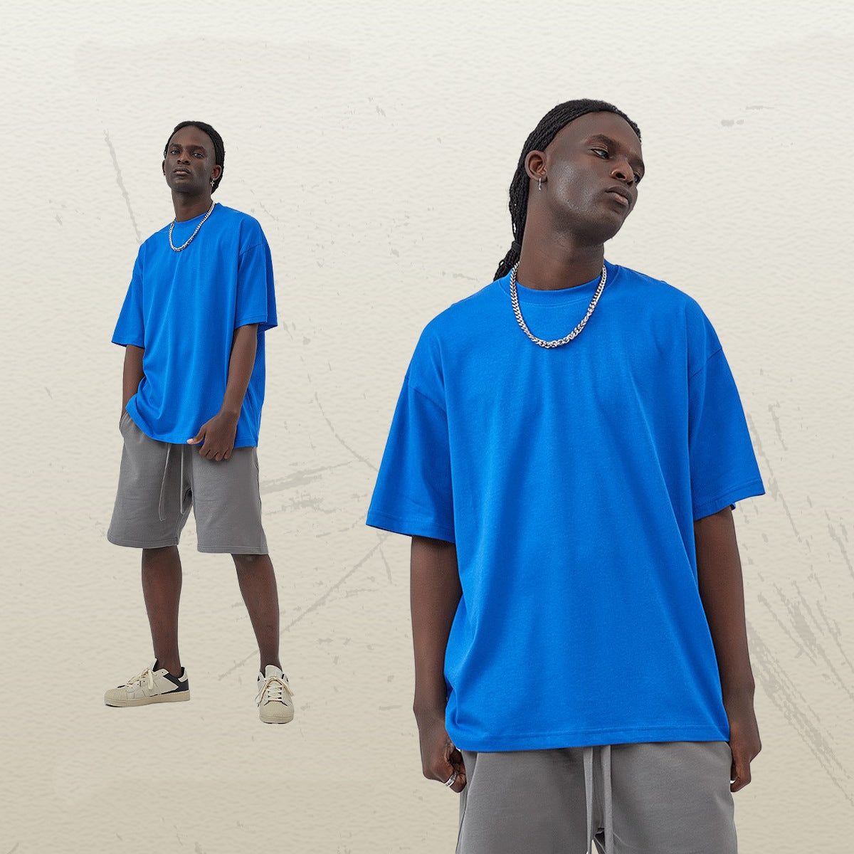 Mens Casual Vintage 100%Cotton Oversized T-shirt D-AR002