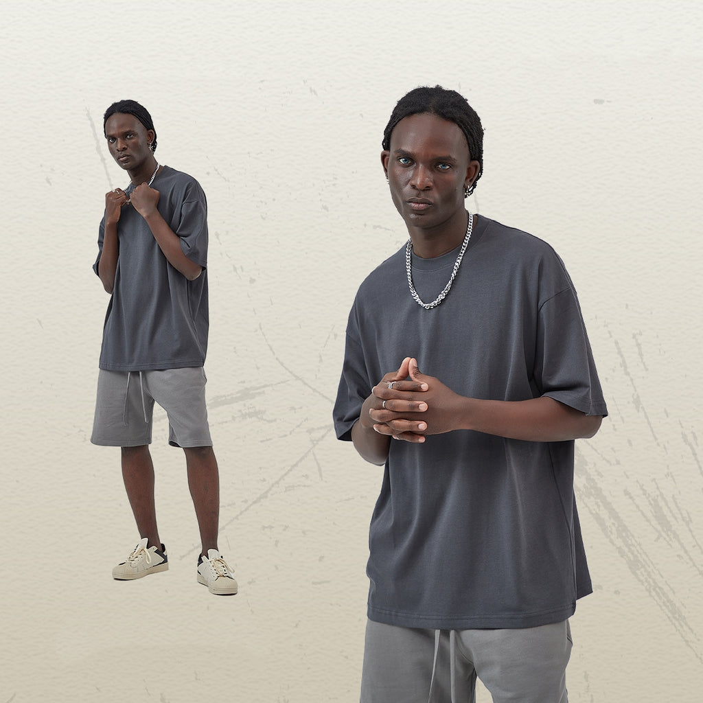 Mens Casual Vintage 100%Cotton Oversized T-shirt D-AR002