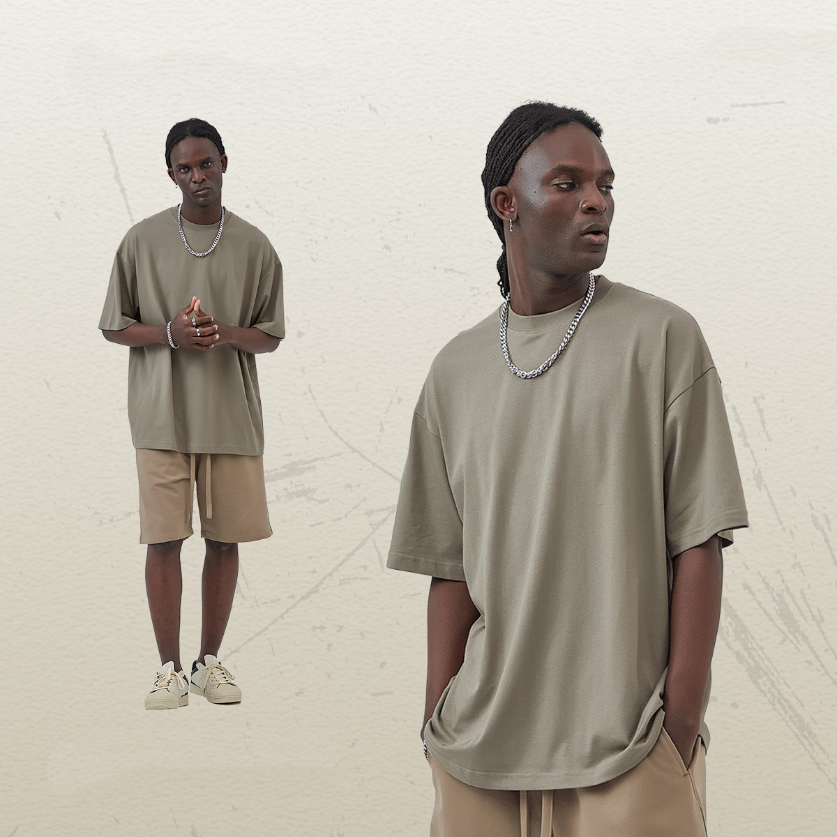 Mens Casual Vintage 100%Cotton Oversized T-shirt D-AR002