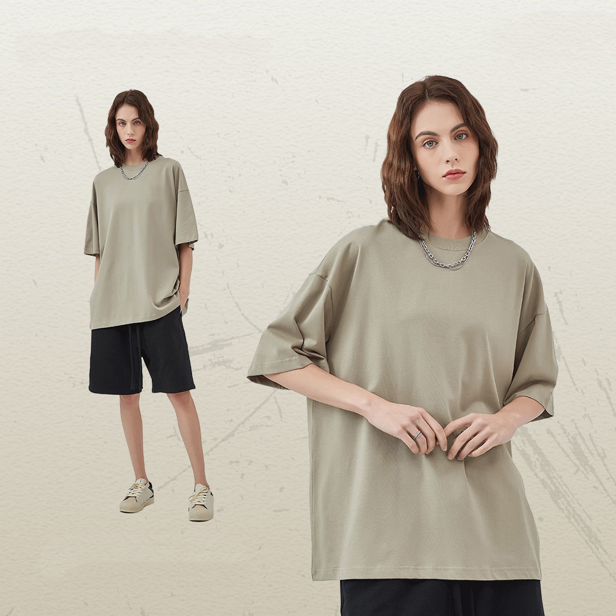 Mens Casual Vintage 100%Cotton Oversized T-shirt D-AR002