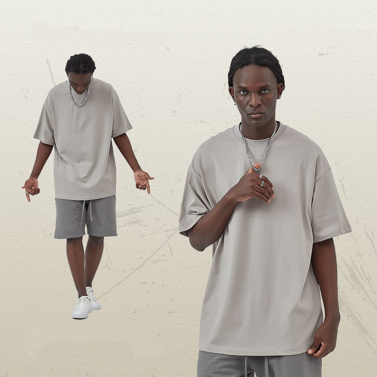 Mens Casual Vintage 100%Cotton Oversized T-shirt D-AR002
