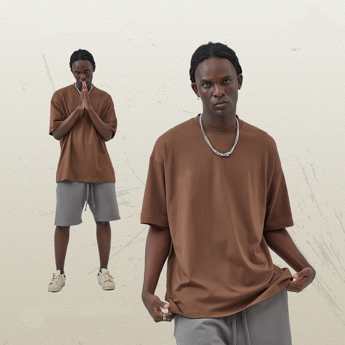 Mens Casual Vintage 100%Cotton Oversized T-shirt D-AR002