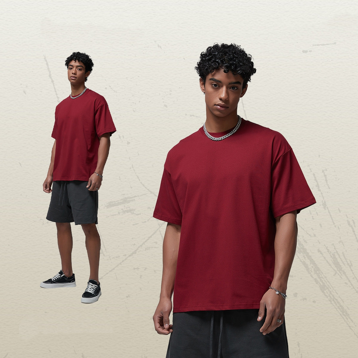 Mens Casual Vintage 100%Cotton Oversized T-shirt D-AR002