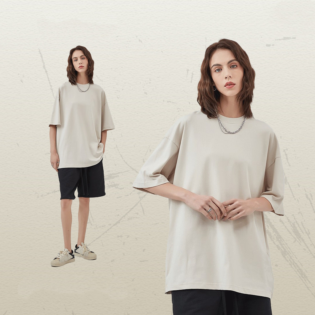 Mens Casual Vintage 100%Cotton Oversized T-shirt D-AR002