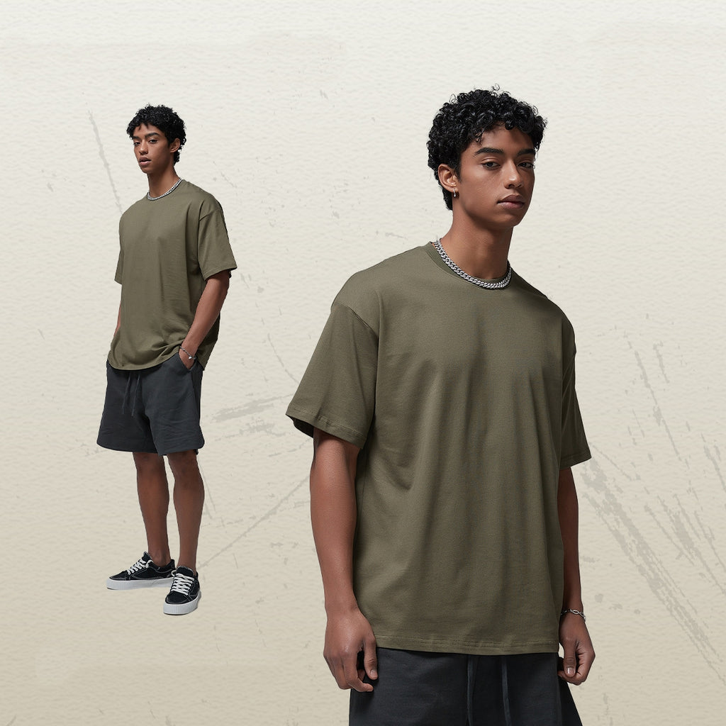 Mens Casual Vintage 100%Cotton Oversized T-shirt D-AR002