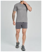 Mens Sports Fitness 64%nylon 36%polyester Tshirt DD-EDX1110 print logo 12