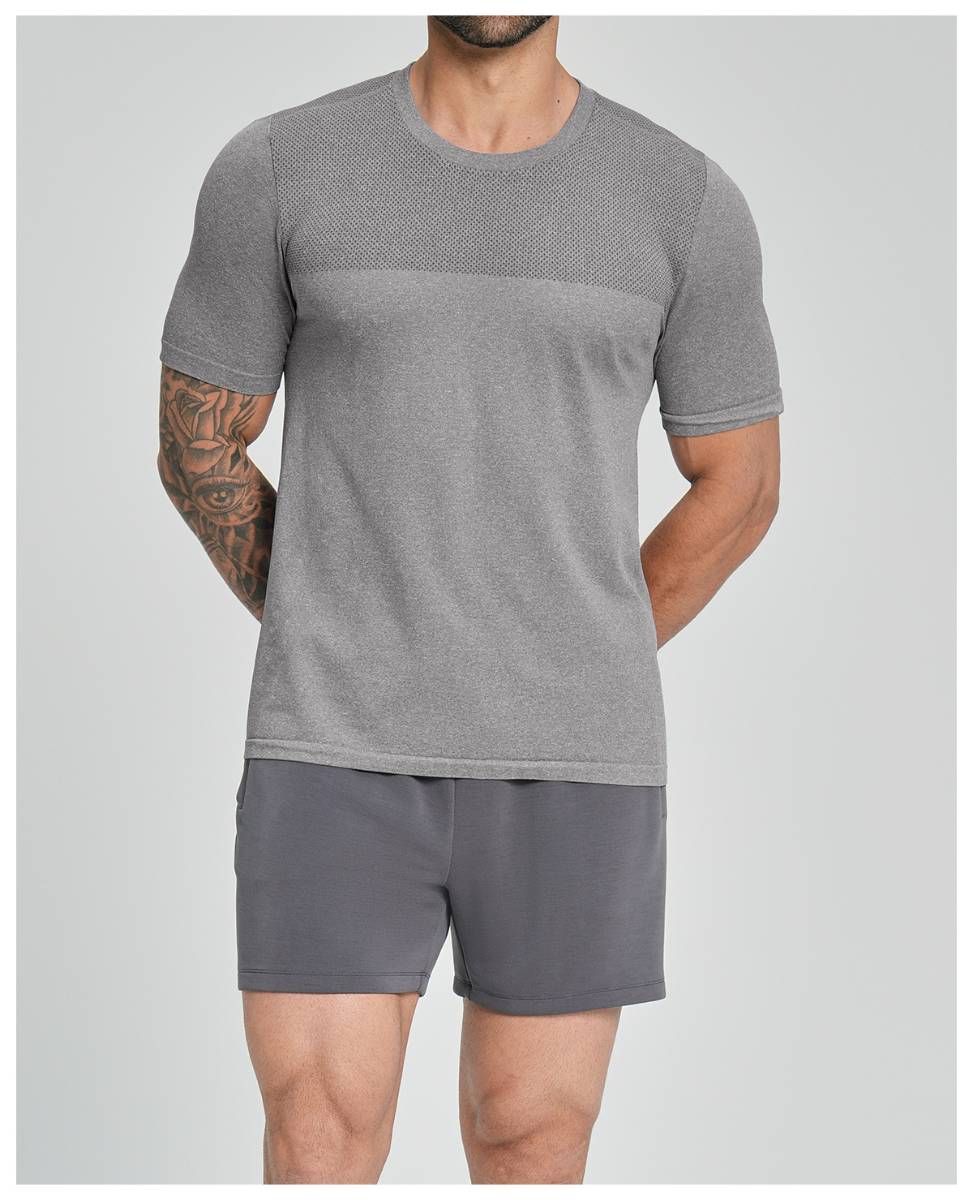 Mens Sports Fitness 64%nylon 36%polyester Tshirt DD-EDX1110 print logo 13