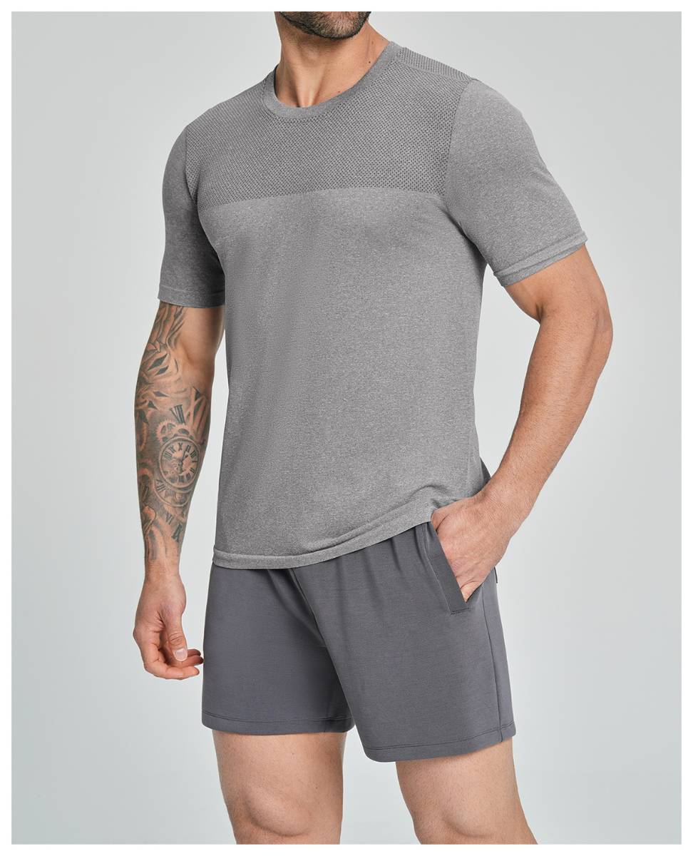 Mens Sports Fitness 64%nylon 36%polyester Tshirt DD-EDX1110 print logo 14