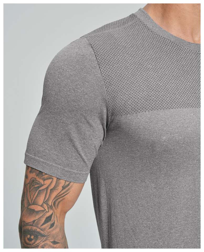 Mens Sports Fitness 64%nylon 36%polyester Tshirt DD-EDX1110 print logo 16